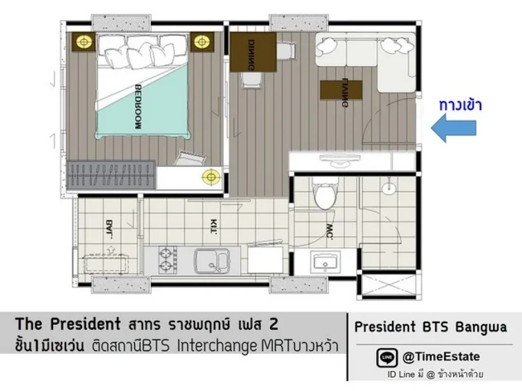 The President เฟส2 ติดMRT บางหว้า รพพญาไท3 มสยาม ให้เช่าถูก