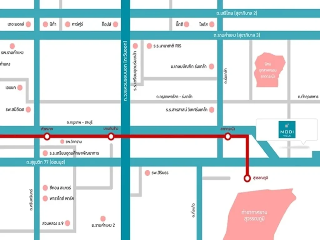 บ้านเเฝด หมู่บ้านโมดิวิลล่า ลาดกระบัง-สุวรรณภูมิ ขนาด 451 ตรวา 2 ชั้น พร้อมอยู่