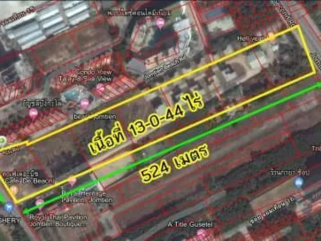 ขายที่ดินหน้าหาดจอมเทียน พัทยา เนื้อที่ 13ไร่ 44 ตรว
