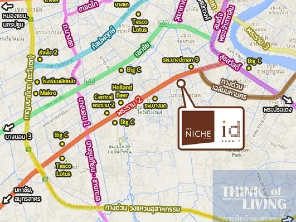 คอนโดให้เช่า The Niche ID - Rama 2 เดอะ นิช ไอดี พระราม 2 ห้องมุม 30 ตรม