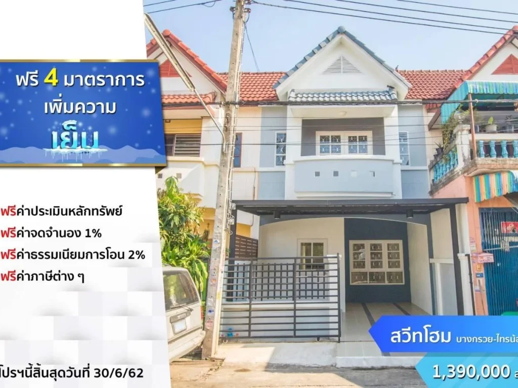 ด่วน จัดโปรขายบ้าน โซนบางกรวย-ไทรน้อย นนทบุรี เพื่อลูกค้ารายย่อยชั้นดี