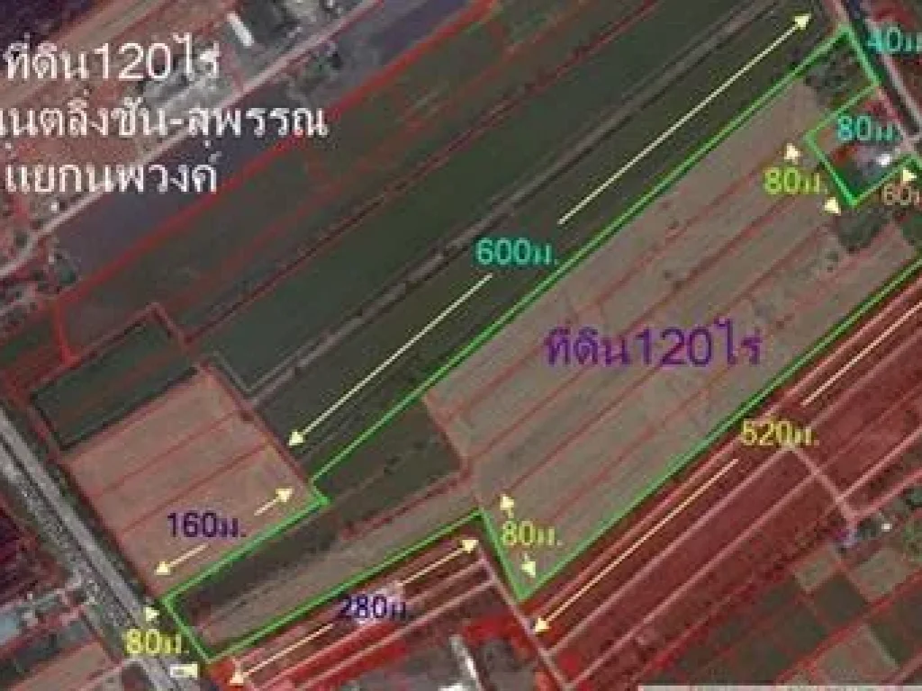 ขายที่ดิน120ไร่ แยกนพวงค์ ติดถนนบางบัวทอง-สุพรรณบุรี