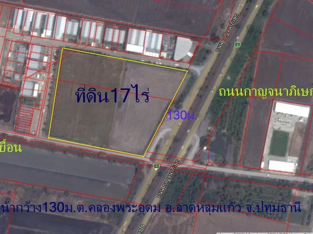 ขายที่ดิน17ไร่ ติดถนนบางบัวทอง-บางปะอิน อลาดหลุมแก้ว จปทุม