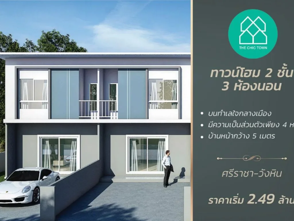 ขาย โครงการ The Chic Town  วังหิน บ้านทาวน์โฮม สไตล์โมเดิร์น 3ห้องนอน 2ห้องน้ำ