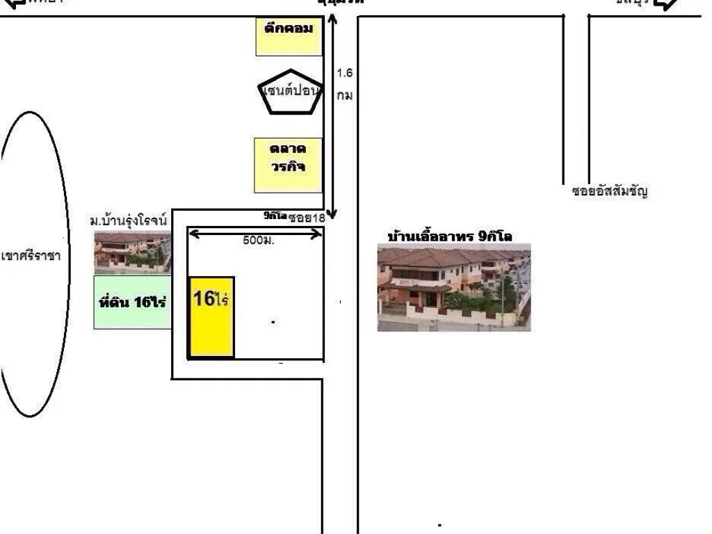 ขายที่ดิน ในซอย9กิโล ติดหมู่บ้าน อยู่ใกล้ตลาด วรกิจ 16 ไร่