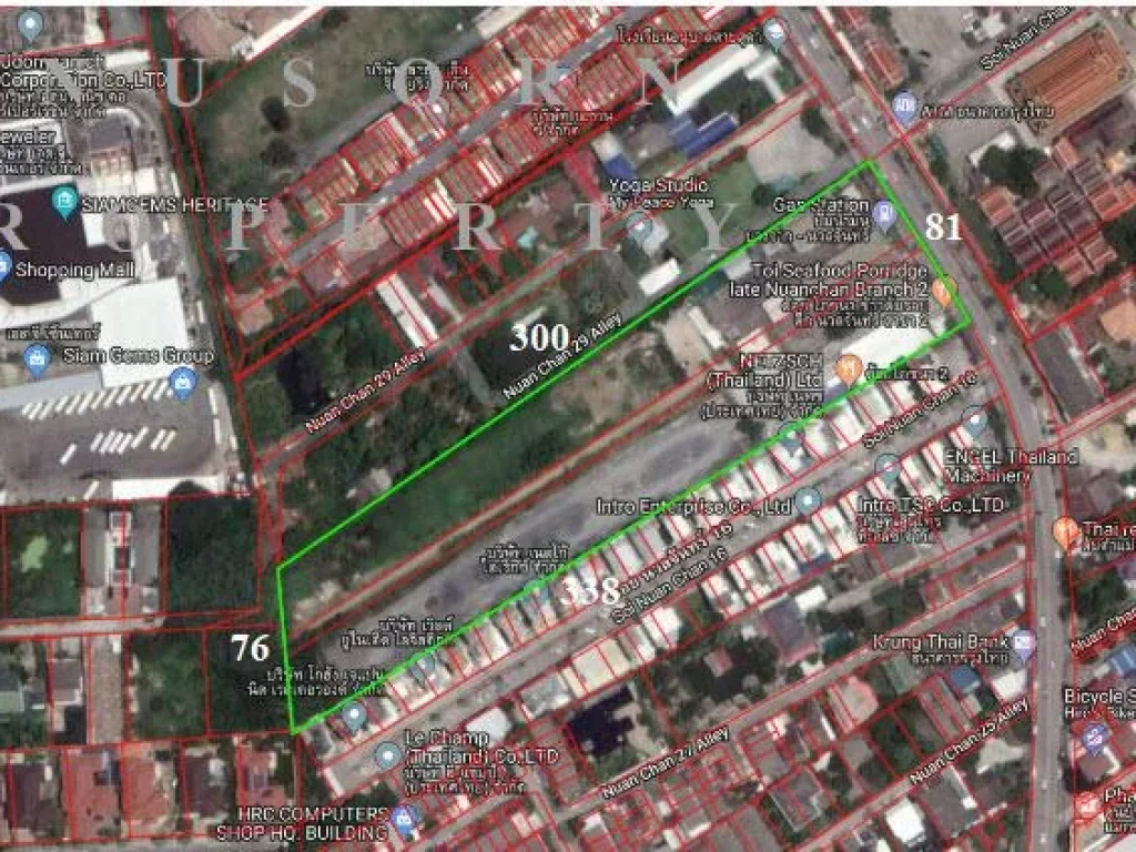 เสนอขายที่ดิน 14-3-50 ไร่ ผังสีเหลือง ย4-14 ตั้งอยู่ติดถนนนวลจันทร์ ฝั่งตรงข้ามวัดนวลจันทร์ ห่างถนนเลียบด่วนเอกมัย-ราม