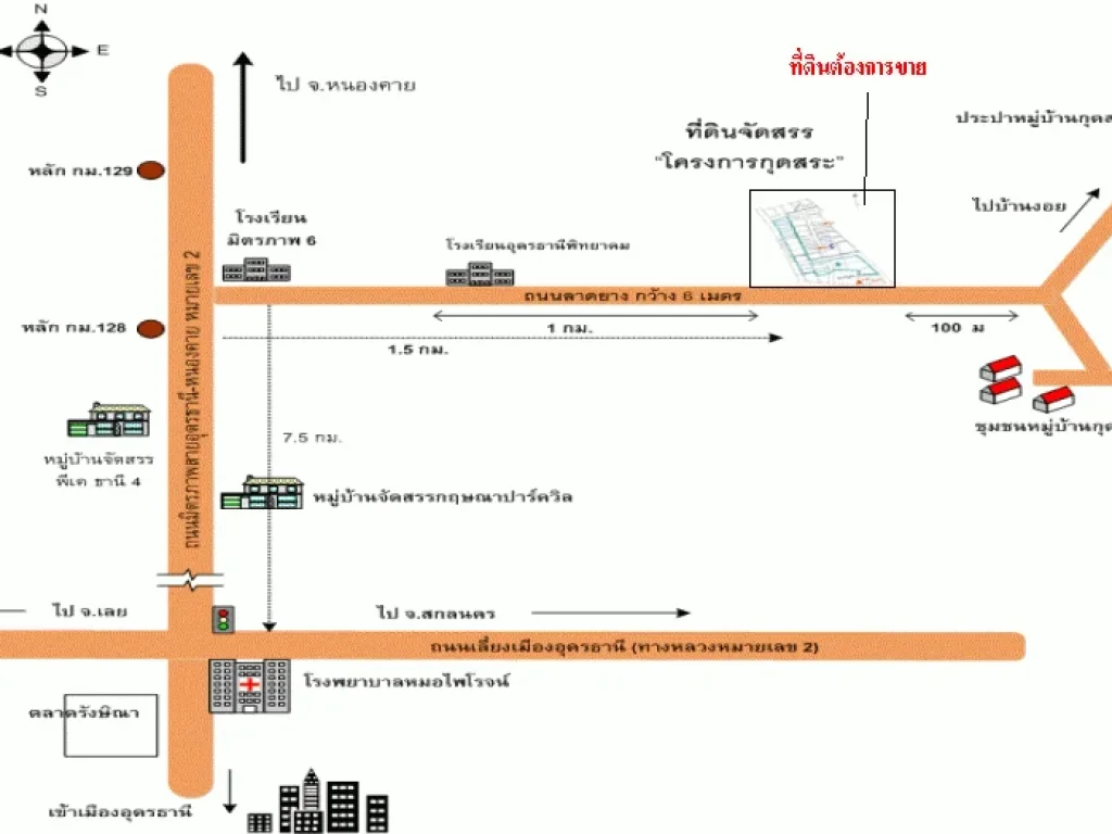 ขายที่ดินบ้านกุดสระ ทางออกหนองคาย ใกล้โรงเรียนอุดรพิทยาคม