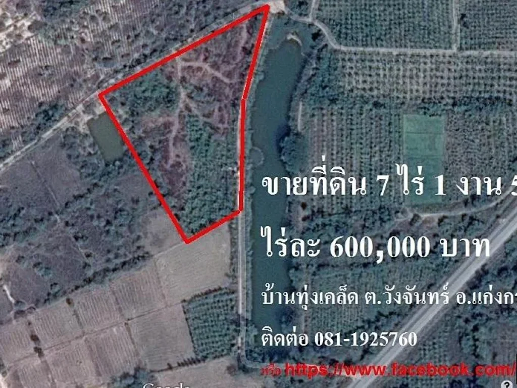 ขายที่ดินวังจันทร์ แก่งกระจาน จเพชรบุรี 7 ไร่ 1 งาน 58 ตรว ไร่ละ600000บาท ยกแปลงหรือแบ่งเจ้าของขายเอง