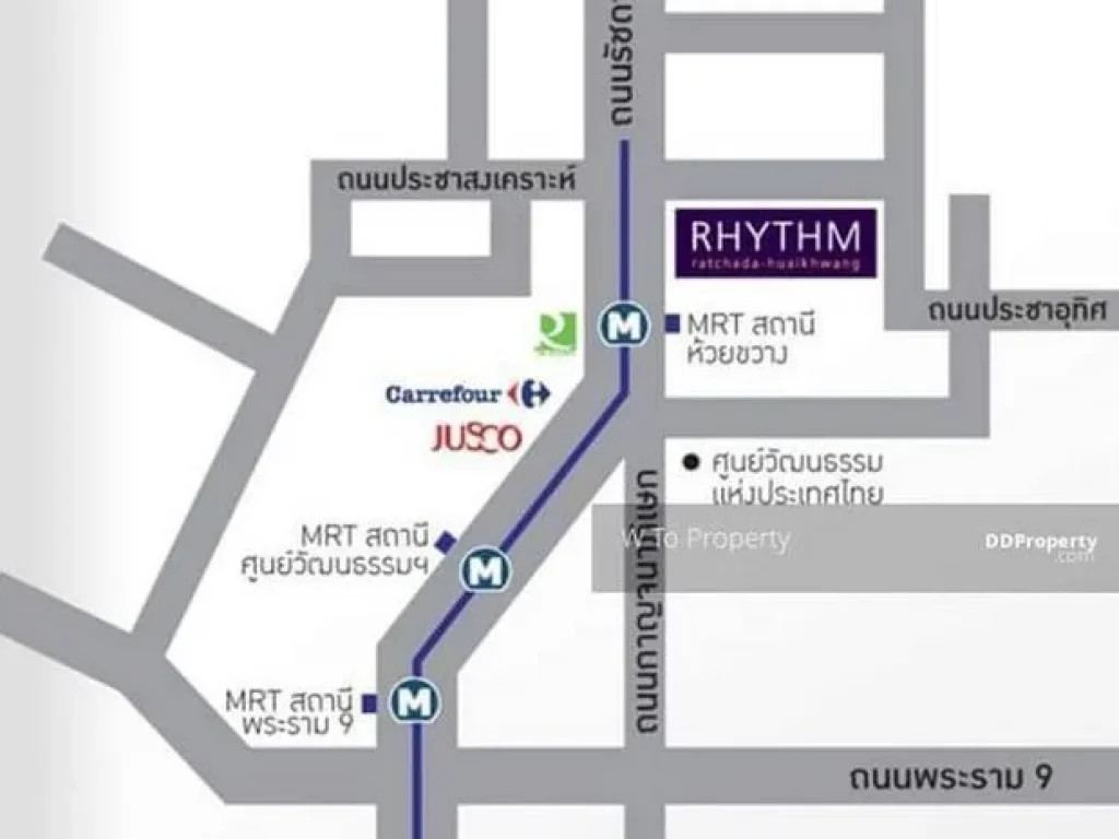 ให้เช่าคอนโด Rhythm ratchada huiykwang ติด Mrt ห้วยขวาง ชั้น 6 ขนาด 45ตรม 1ห้องนอน