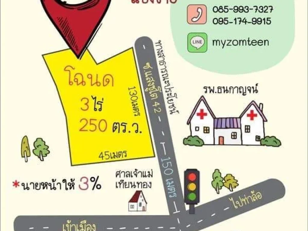 ขายที่ดินโฉนดตัวเมืองกาญจนบุรี 3ไร่ 250 ตารางวา