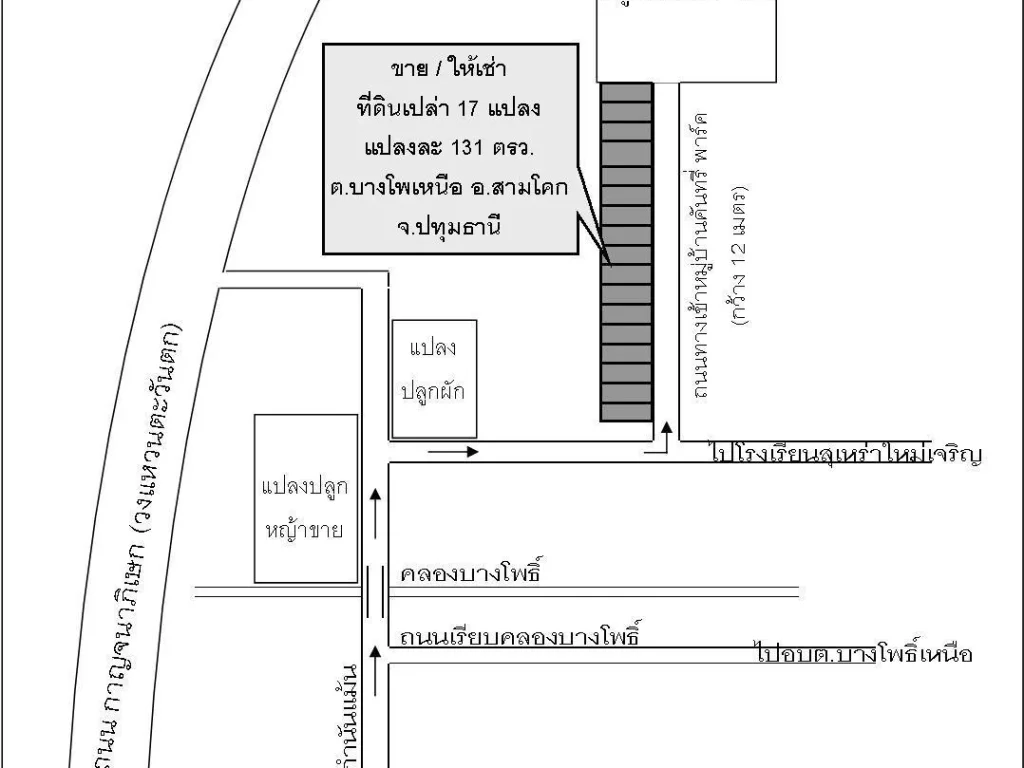 ขายที่ดิน 131 ตรว อสามโคก จปทุมธานี ติดถนนเข้าหมู่บ้านคันทรี่พาร์ค 15