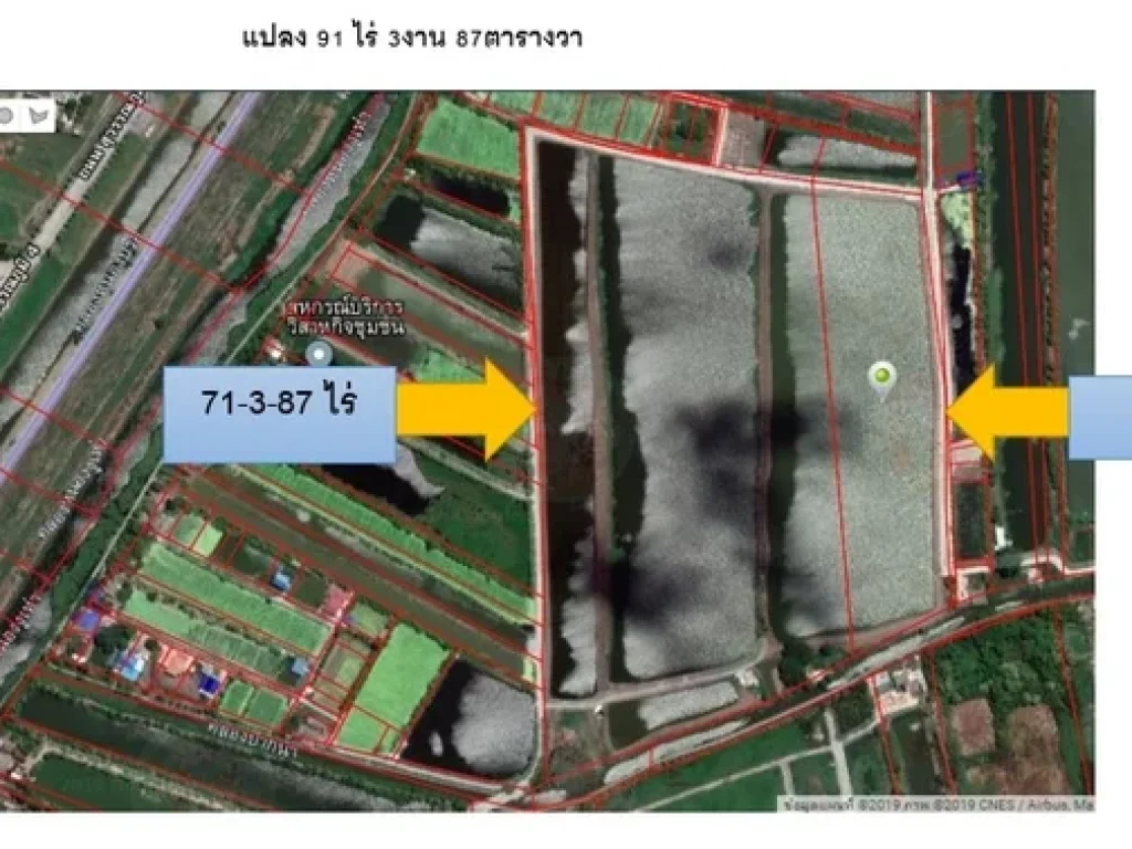 ขายถูกที่ดินสีน้ำเงิน ใกล้สนามบินสุวรรณภูมิ 99ไร่ ใกล้วัดศรีวารีน้อย