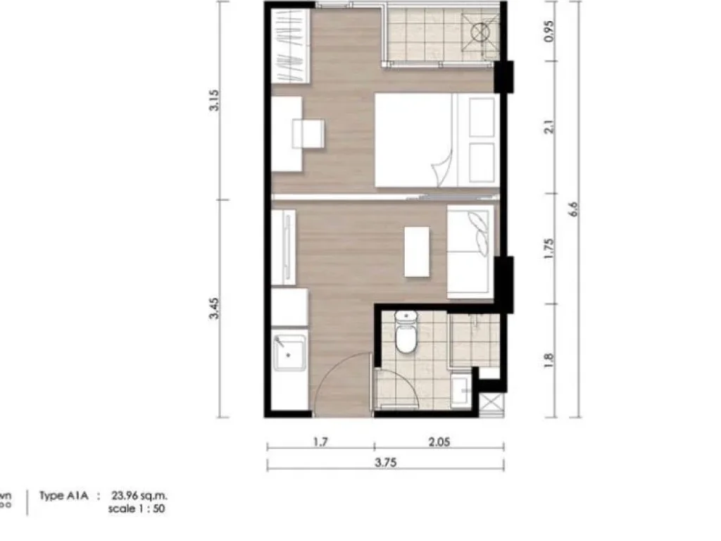 ขาย คอนโด Brown Condo Ratchada32 ชั้น7 ซอย ตรงข้ามศาลอาญา