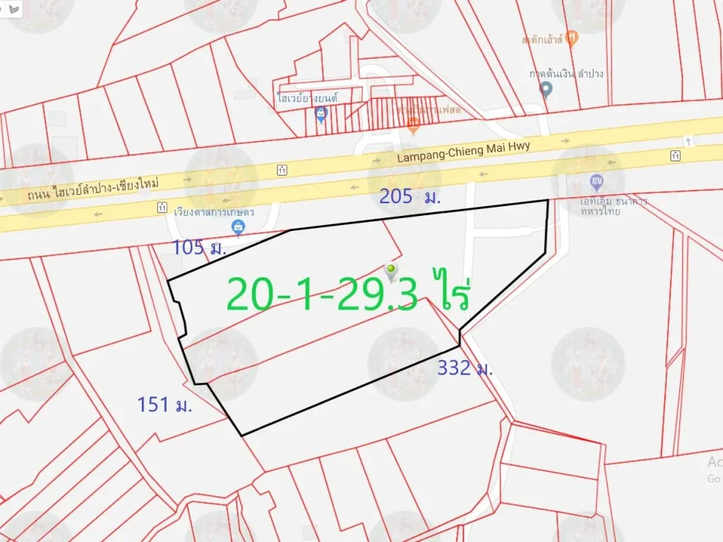 ขายที่ดินเปล่า 20-1-293 ไร่ ติดถนนไฮเวย์ลำปาง-เชียงใหม่