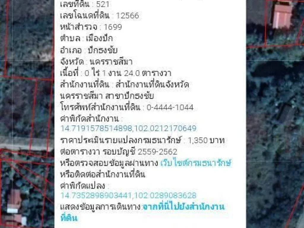 ขายที่ดินในตลาดปักธงชัย 1 งาน 24 ตรว