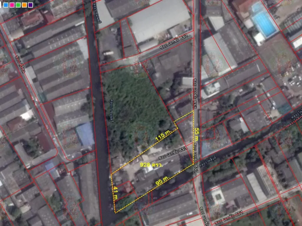 ผังเมืองสีแดง เอกชัยบางบอน ที่ดินจำนวน 928 ตารางวา หน้ากว้าง 55 เมตร ซอยเอกชัย 831