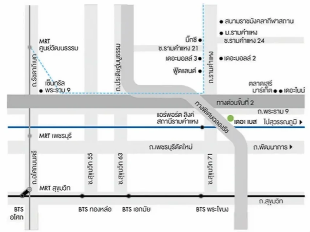 ให้เช่าคอนโด THE BASE Garden Rama 9 ห้องมุม 32ตรม1นอน