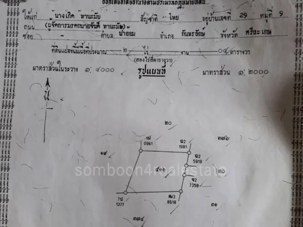 ขายที่ดิน 31 ไร่ ติดถนนใหญ่ กันทรลักษณ์ ศรีสะเกษ