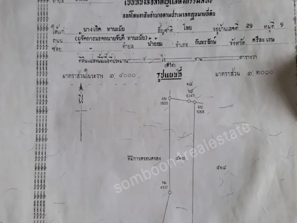 ขายที่ดิน 31 ไร่ ติดถนนใหญ่ กันทรลักษณ์ ศรีสะเกษ