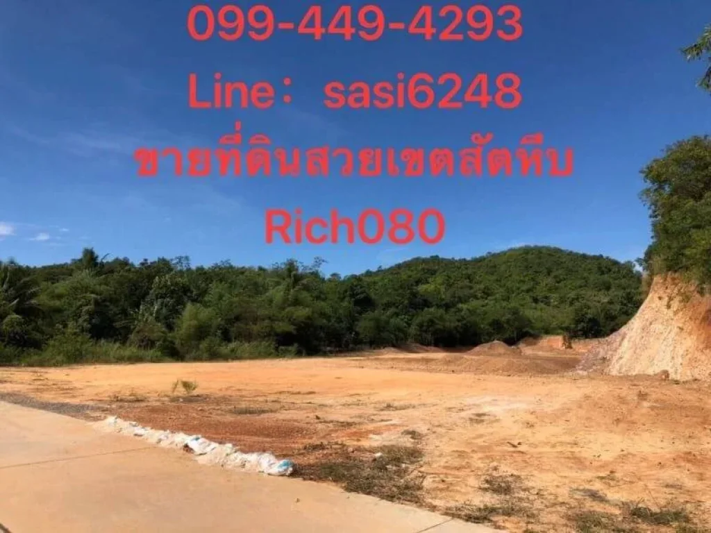 ขายด่วน ที่ดิน 3 ไร่ 1 งาน 54 ตรว เขตพื้นที่สัตหีบติดเขา พื้นที่ดินเป็นสีเขียว Rich 080