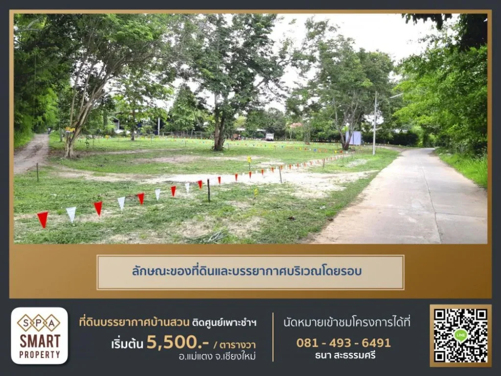 ที่ดินเปล่าพร้อมโฉนด บรรยากาศบ้านสวน อแม่แตง จเชียงใหม่ ธนา สะธรรมศรี 081-493-6491