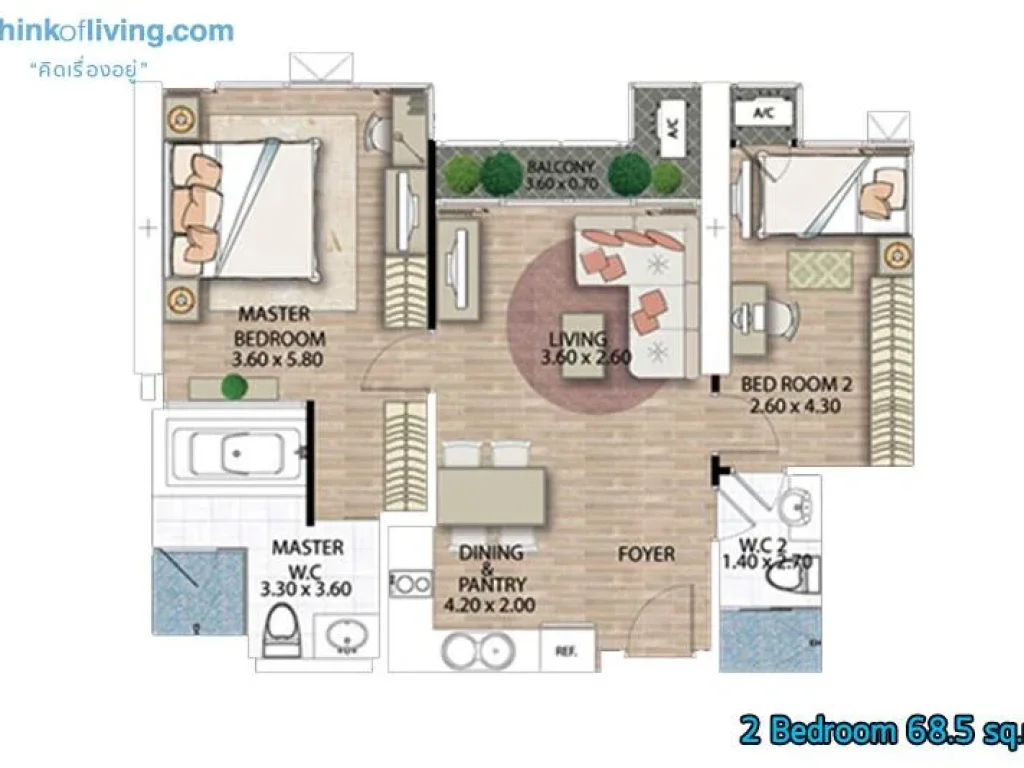 ให้เช่า The Address Chidlom ดิ แอดเดรส ชิดลม 2ห้องนอน 2ห้องน้ำ แต่งครบพร้อมอยู่