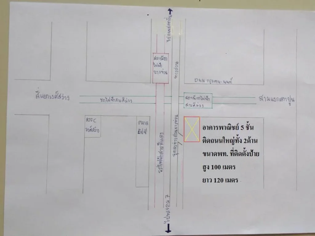 ให้เช่าพื้นที่อาคารพาณิชย์5ชั้น ติดสี่แยกถนนใหญ่ทางด่วนรถไฟฟ้า2สาย เพื่อติดตั้งป้ายโฆษณาบริษัทเก่าหมดสัญญา