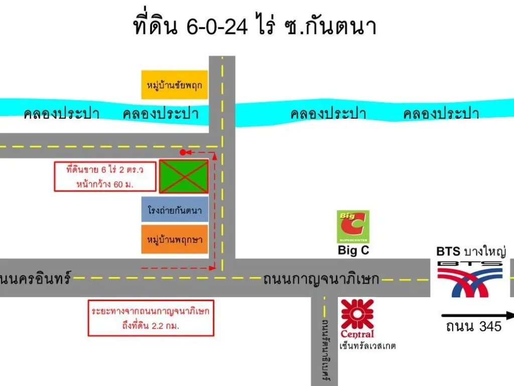 ขายถูก ที่ดิน 6-0-24 ไร่ ซกัญตนา นนทบุรี