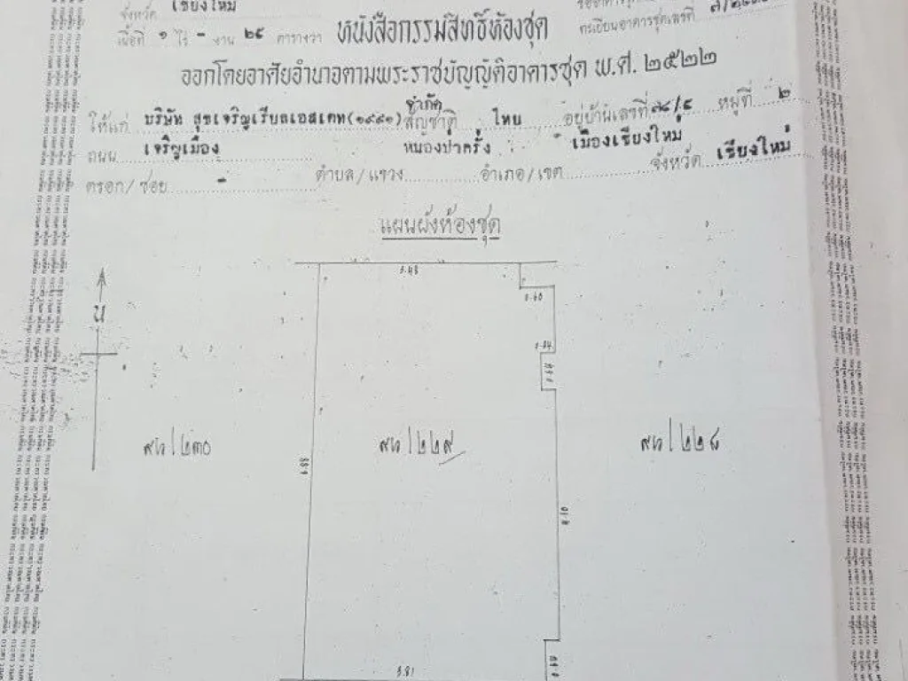 ขายคอนโดเอสอาร์หนองป่าครั่งเชียงใหม่ 2679ตรว 380000 บาท ติดต่อ แบ็งค์ จีเอสเอ็ม085 720 8941Line ดีแทค088 807 4794