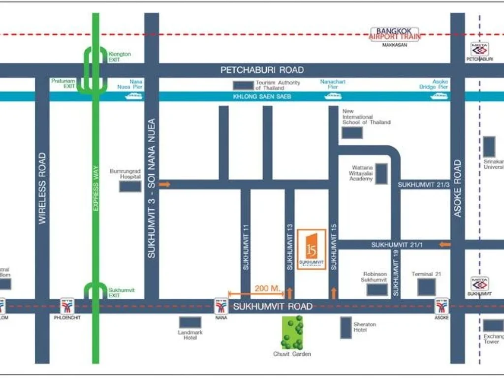 15 Sukhumvit Residences 21Fl 53 sqm ใกล้BTS นานา 21Tterminal Asoke