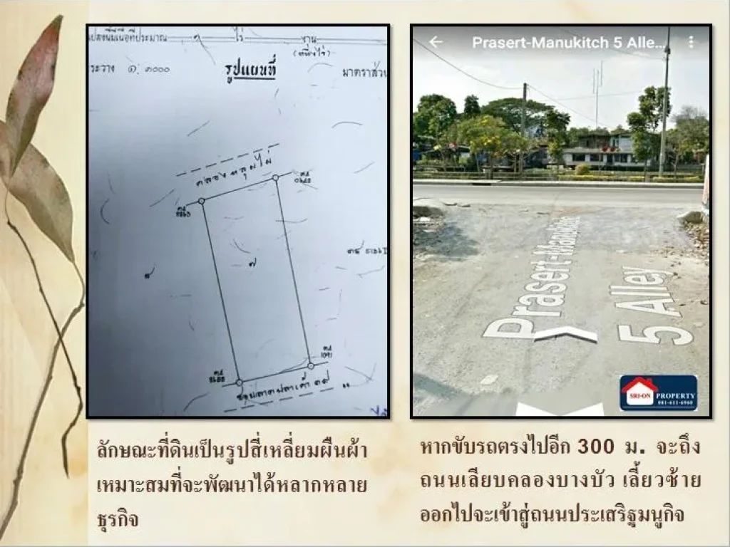 ขายที่ดิน1 ไร่ขยายได้ถึง 2ไร่ อยู่ในซอยประเสริฐมนูกิจ 5