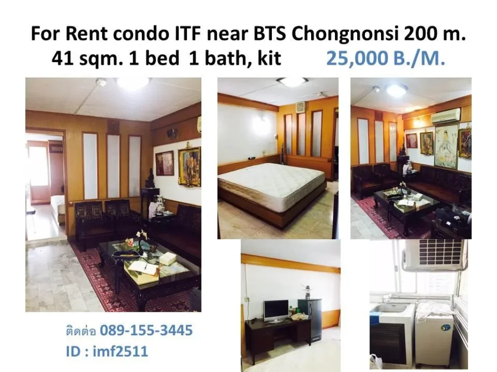 For Rent Condo ITF SilomPalace near BTS Chongnoosi 200 m