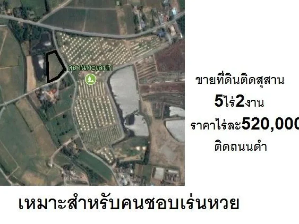 ขายที่ดินติดสุสาน 5ไร่2งาน ไร่ละ520000 เหมาะสำหรับคนชอบเร่นหวย