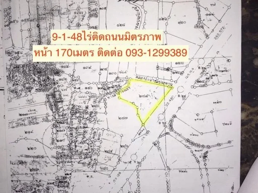 ขายที่ดิน 9-1-48 ไร่ ติดถนนมิตรภาพ ใกล้เซ็นทรัลโคราชช