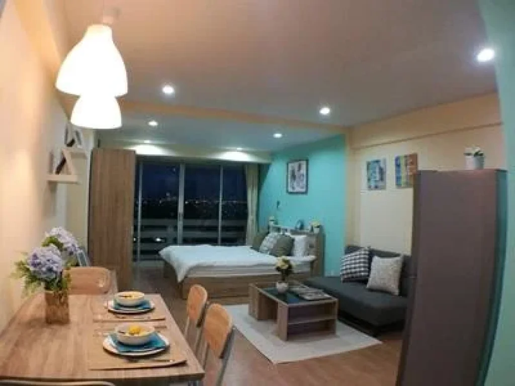 For rent evergreen condo 44 sqmfully furnished ชั้น 9 ห้องใหม่ สตูดิโอ วิวเมือง เปิดโล่ง ไม่มีอะไรบัง ห้องรับลมตลอด