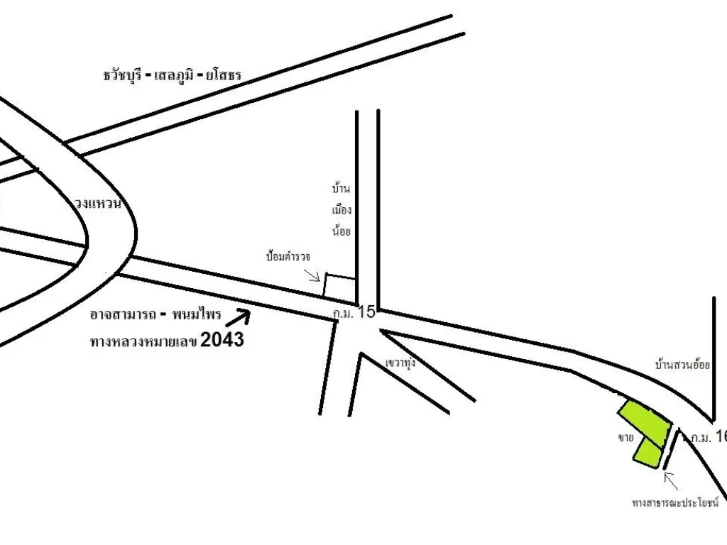 ขายที่ดิน ติดถนน ร้อยเอ็ด - อาจสามารถ ทล 2043 