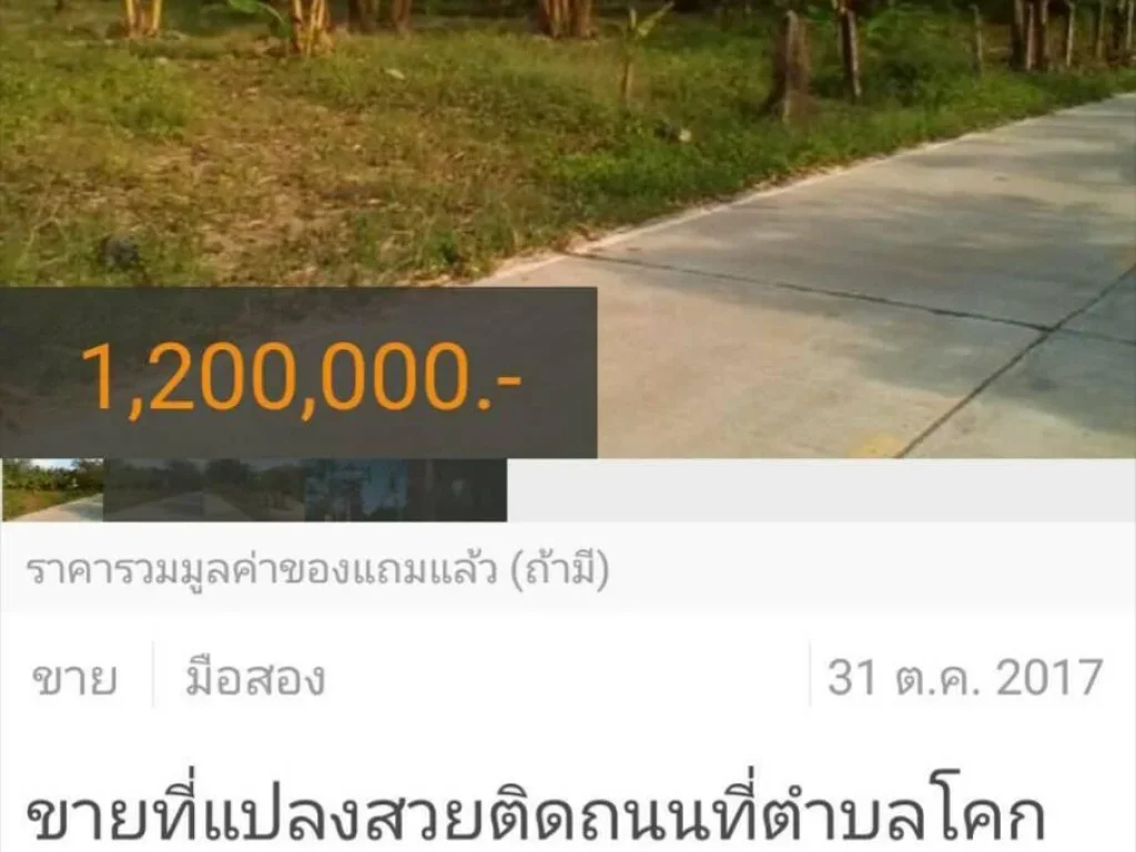 ขายที่แปลงสวยติดถนนที่ตำบลโคกม่วง2งาน50ตรว12ล้าน