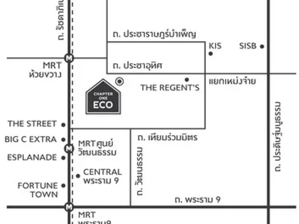 ให้เช่าคอนโด แชปเตอร์วัน อีโค รัชดา ห้วยขวาง ใกล้แยกเหม่งจ๋าย Studio 23 ตรม