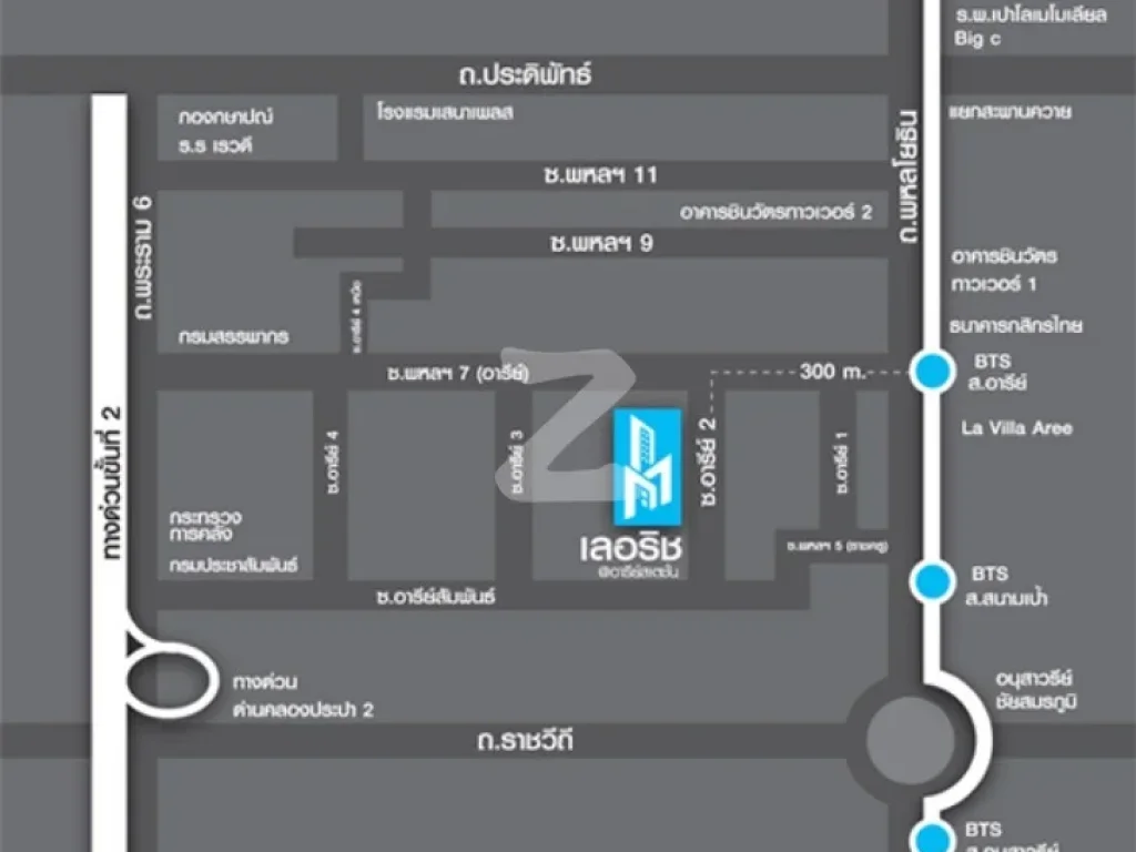 ให้เช่าคอนโด เลอริช แอท อารีย์สเตชั่น 1 ห้องนอน 1 ห้องน้ำ ชั้น 7 ขนาด 32 ตรม