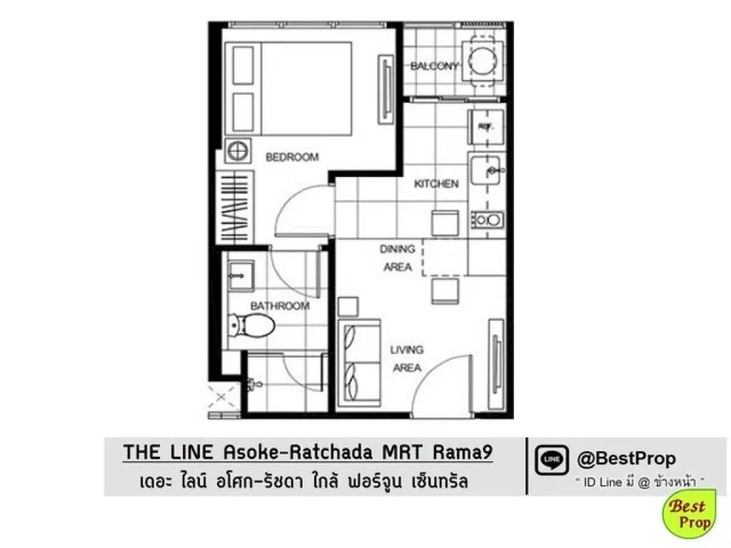 Top floor unit Best view at THE LINE Asoke-Ratchada MRT Rama 9 for RENT