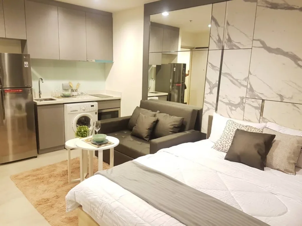 ให้เช่า rhythm Sukhumvit 36-38 ขนาด 24 ตรม Studio ระเบียงตะวันออก ไม่บล็อกวิว