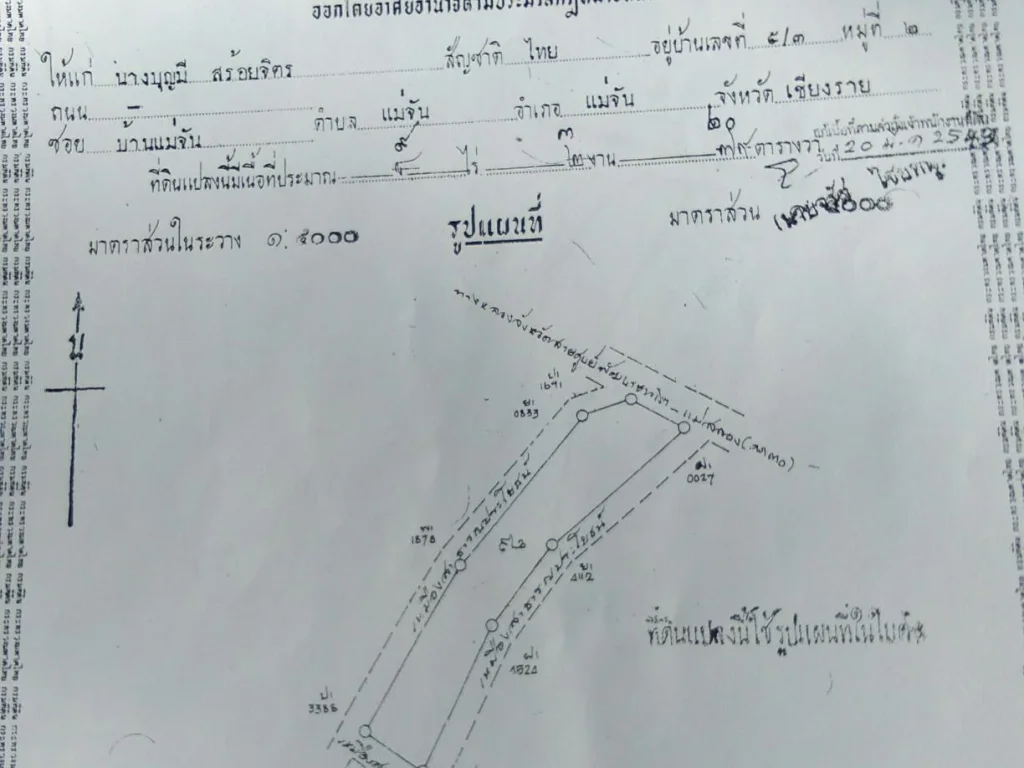 ขายที่ 9 ไร่ 3 งาน ติดถนนทางขึ้นดอยแม่สลอง จากถนนพหลโยธิน 2 โล ไร่ 620000