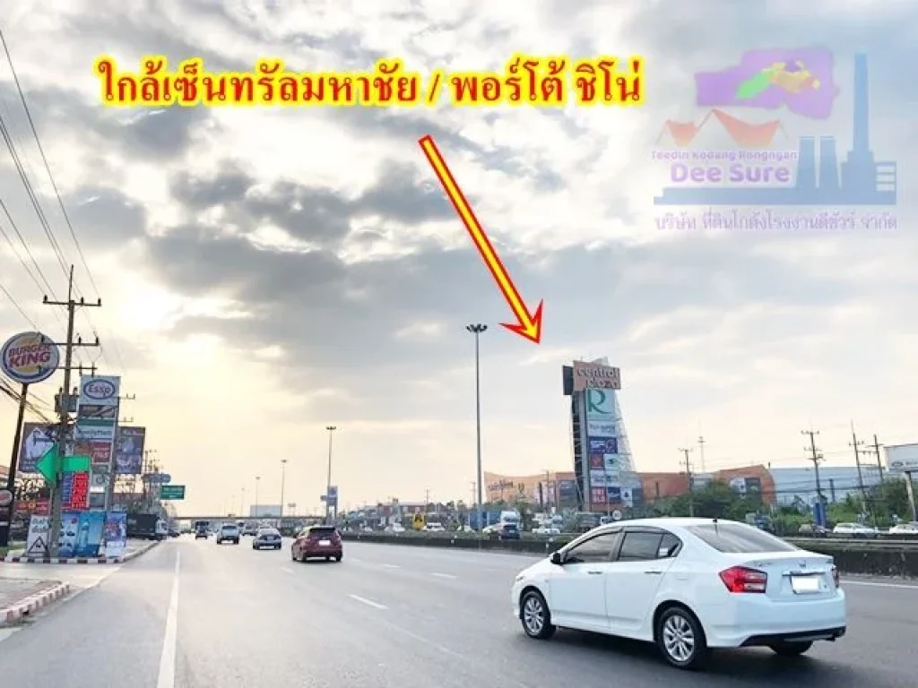 ขายที่ดินสร้างโรงงาน 6 ไร่ สี่เหลี่ยมผืนผ้าสวย ติดถนนสองด้าน พร้อมถมแล้ว ใกล้ถนนพระราม 2 สมุทรสาคร