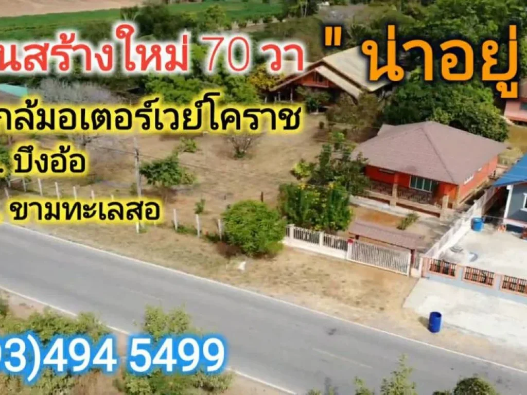 ขายบ้านใหม่ 70 วา ราคาเท่าทุน อากาศบริสุทธิ์ สงบ ปลอดภัย บึงอ้อ ขามทะเลสอ โคราช