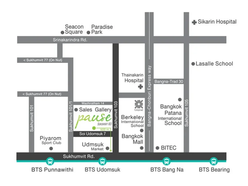 Condo Pause Sukhumvit 103 ใกล้ BTS อุดมสุข 22 ตรม 1 ห้องนอน ชั้น7 วิวเมืองโล่งๆ เฟอร์ครบ