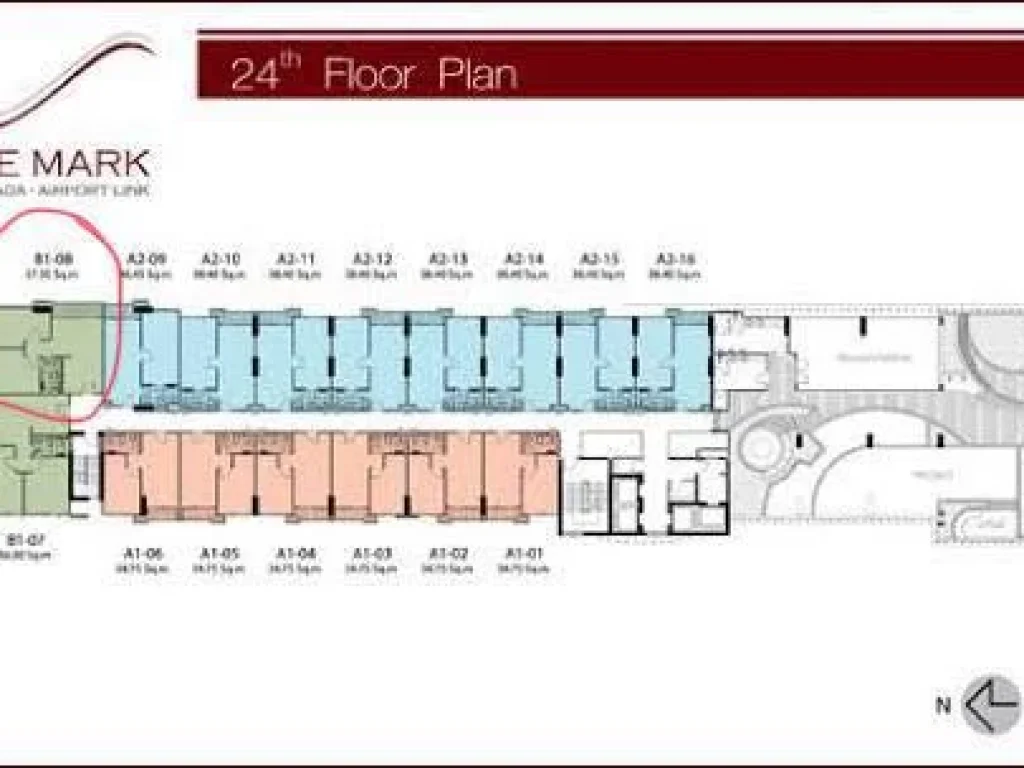 ขาย The Mark Ratchada-Airport Link ชั้นที่ 24 พื้นที่ 57 ตรม 2 ห้องนอน