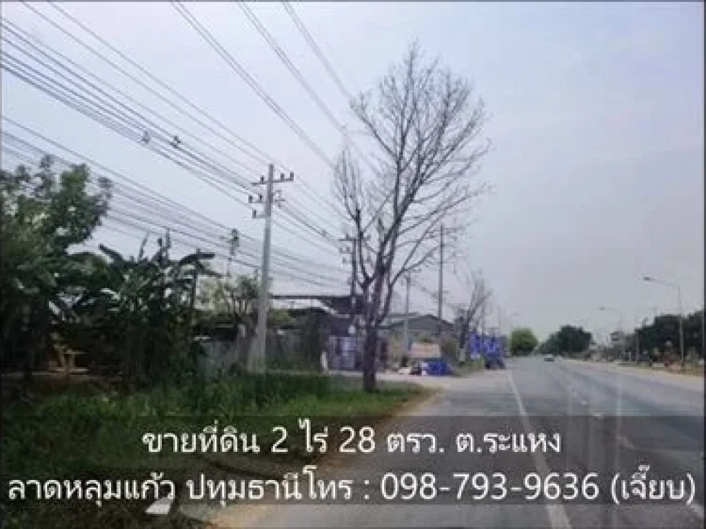 ขายที่ดิน 2 ไร่ 28 ตรว ติดถนน 346 ตรว 50000 บ ตระแหง อลาดหลุมแก้ว ปทุมธานี