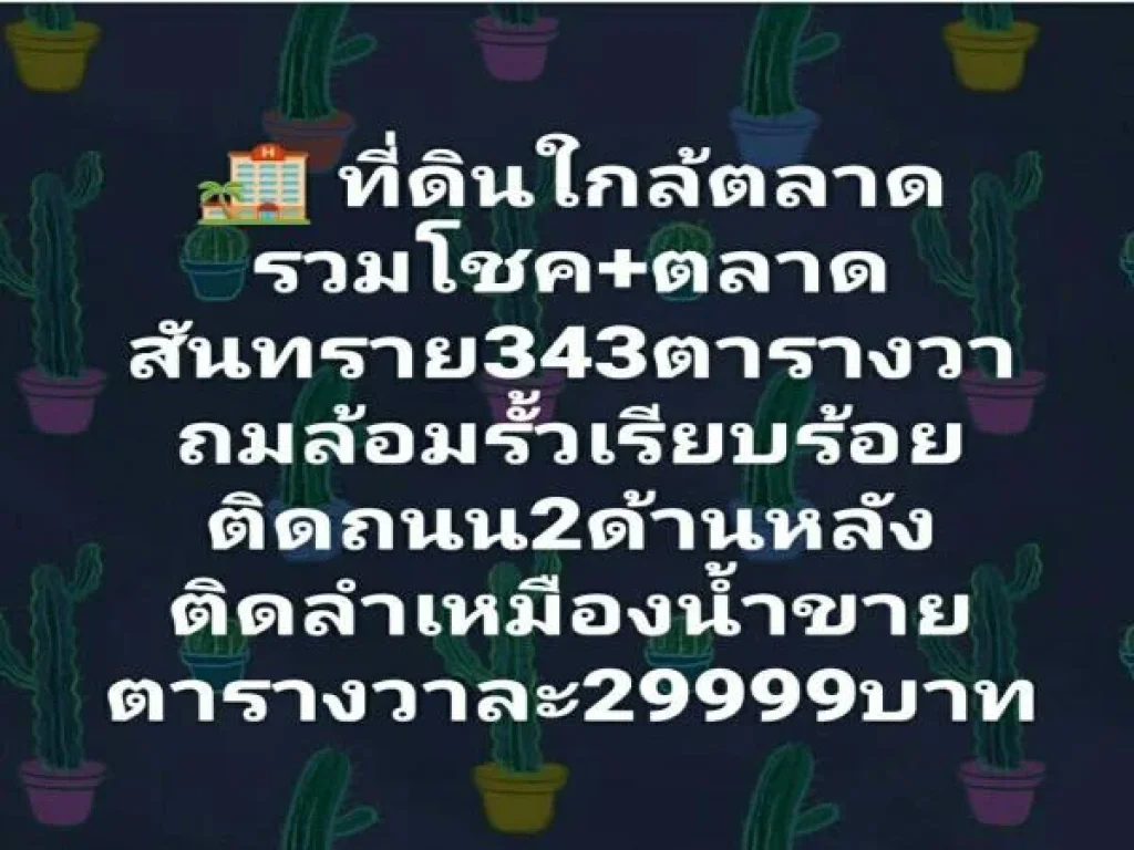 ขายที่ดิน 343 ตรว ใกล้ตลาดรวมโขค ตลาดสันทราย