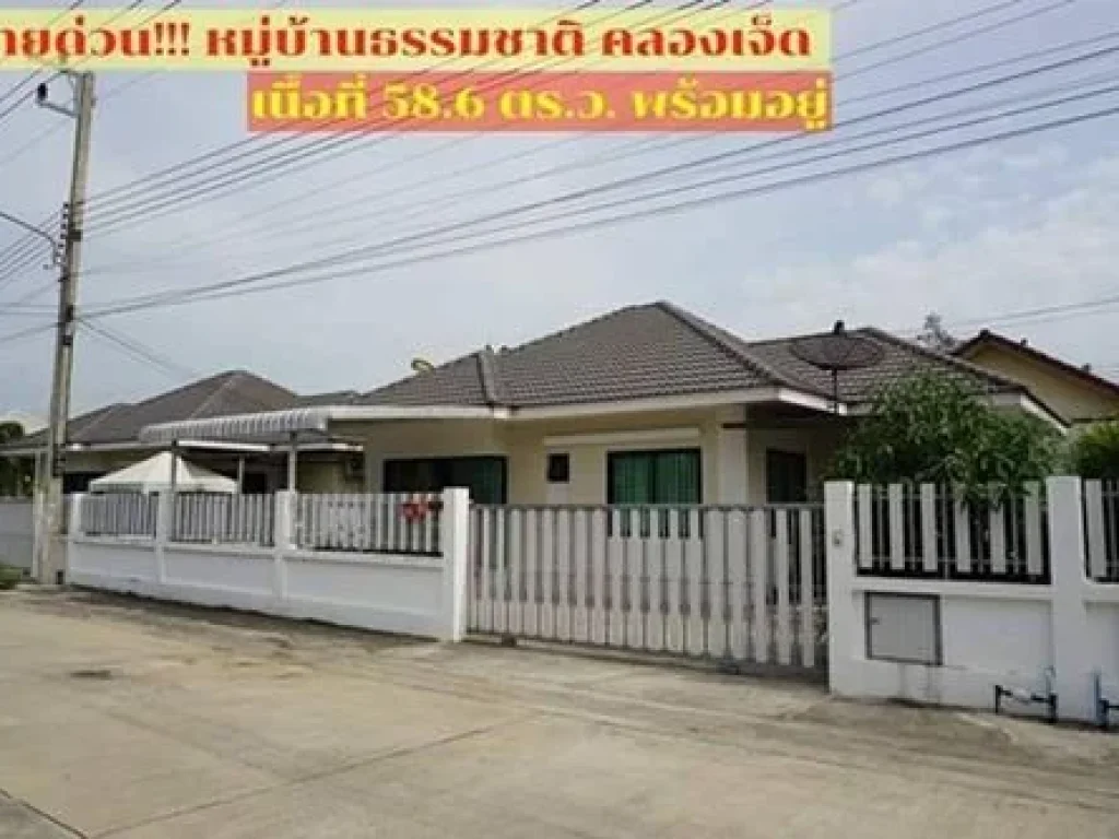 ขาย บ้านเดี่ยวชั้นเดียว มธรรมชาติ คลองเจ็ด ปทุมธานี 586 ตรว