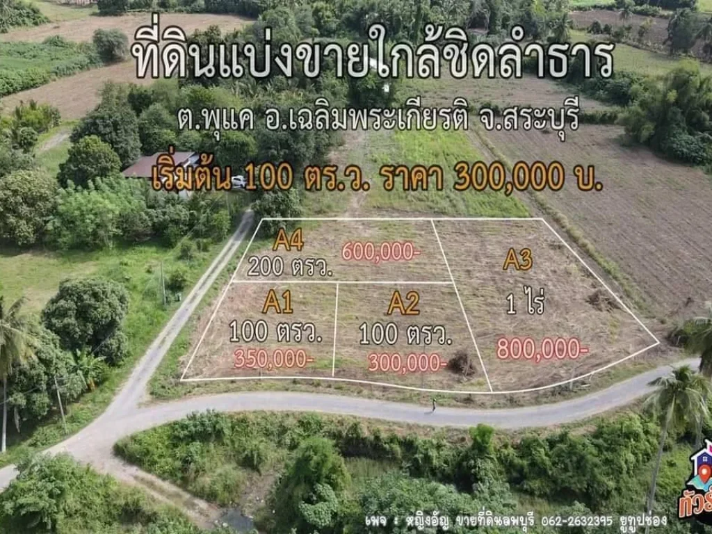 ที่ดินจัดสรรแบ่งขาย ใกล้ลำธาร ใกล้ถนนพหลโยธิน เริ่มต้น 100 ตรว ราคา 300000 บาท